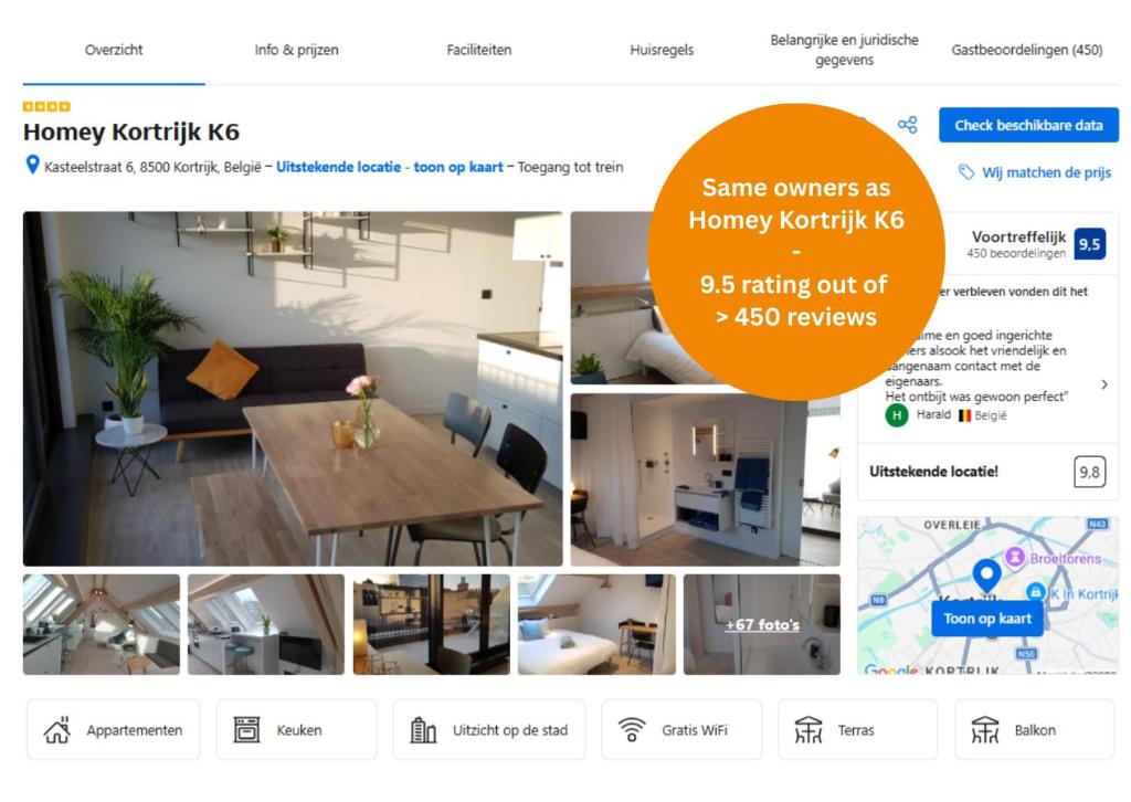 a collage of photos of a room with a table and a dining room at Homey Kortrijk L29 in Kortrijk