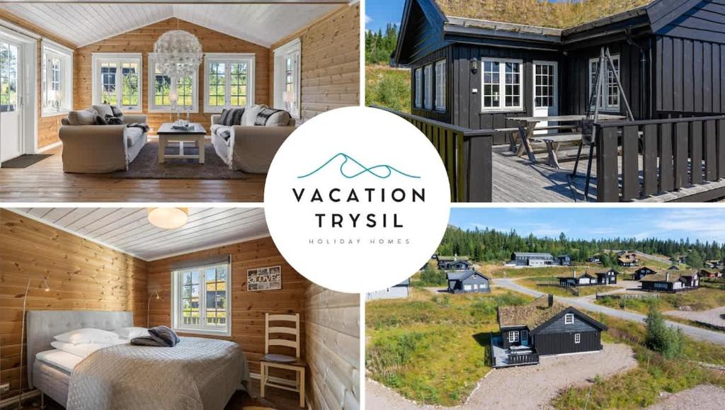 a collage of four pictures of a house at Solsiden 16B by Vacation Trysil in Trysil