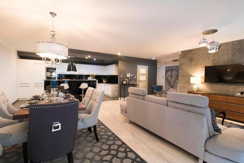 Posezení v ubytování Kings City - Skawińska Apartment