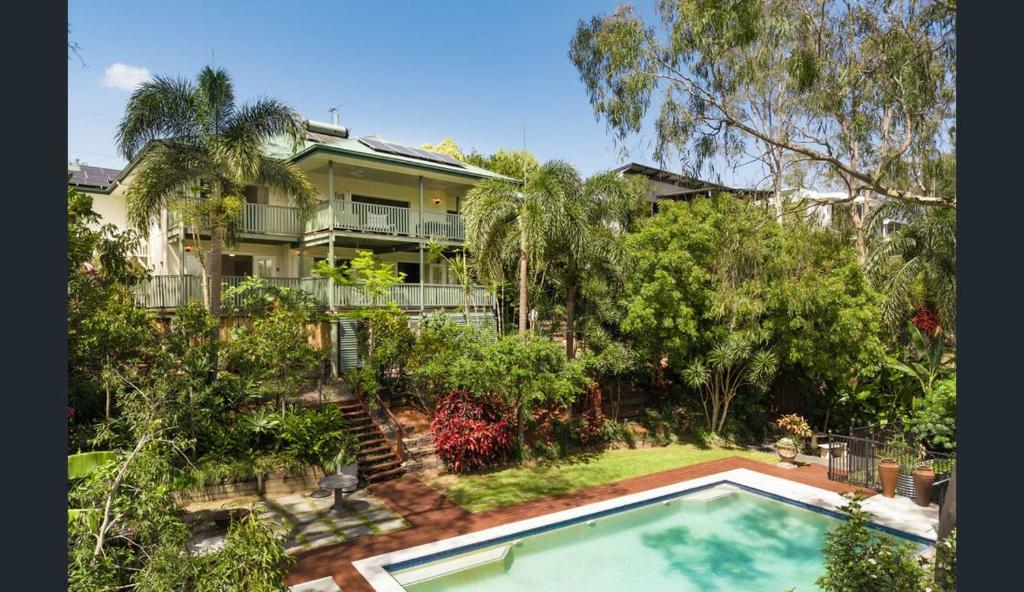 an aerial view of a house with a swimming pool at The Hideaway Boutique Guest House in Jindalee