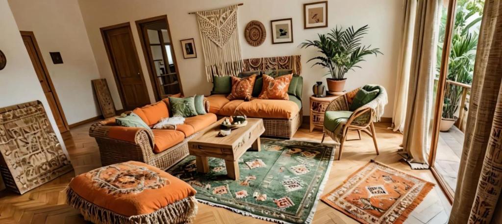 a living room with a couch and a table at YayazNature Lodge in Grecia