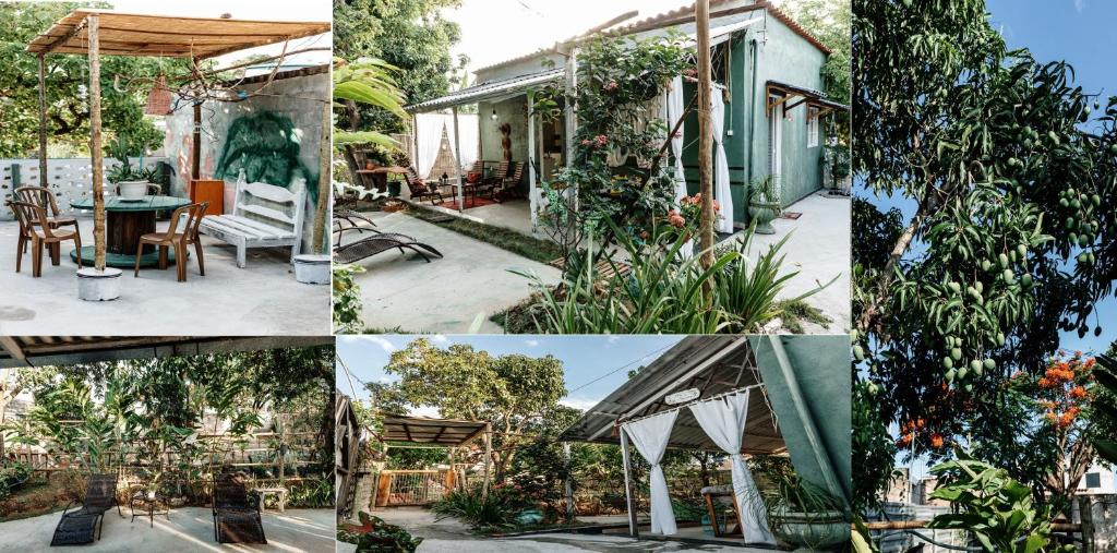 a collage of photos of a house with plants at Country house, peace comfort & love in Contagem