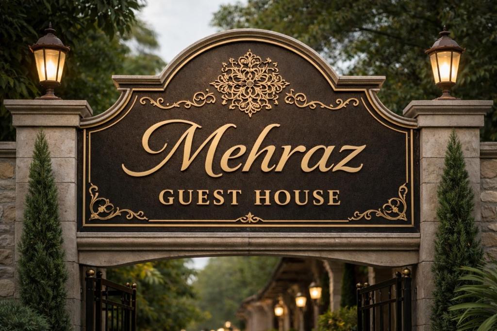 a sign for a guest house at a hotel at Mehraz Guesthouse in Piet Retief