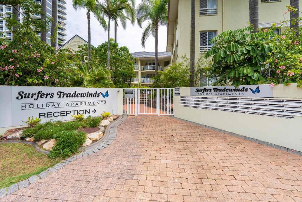 a gate at the entrance to a building at Surfers Tradewinds in Gold Coast