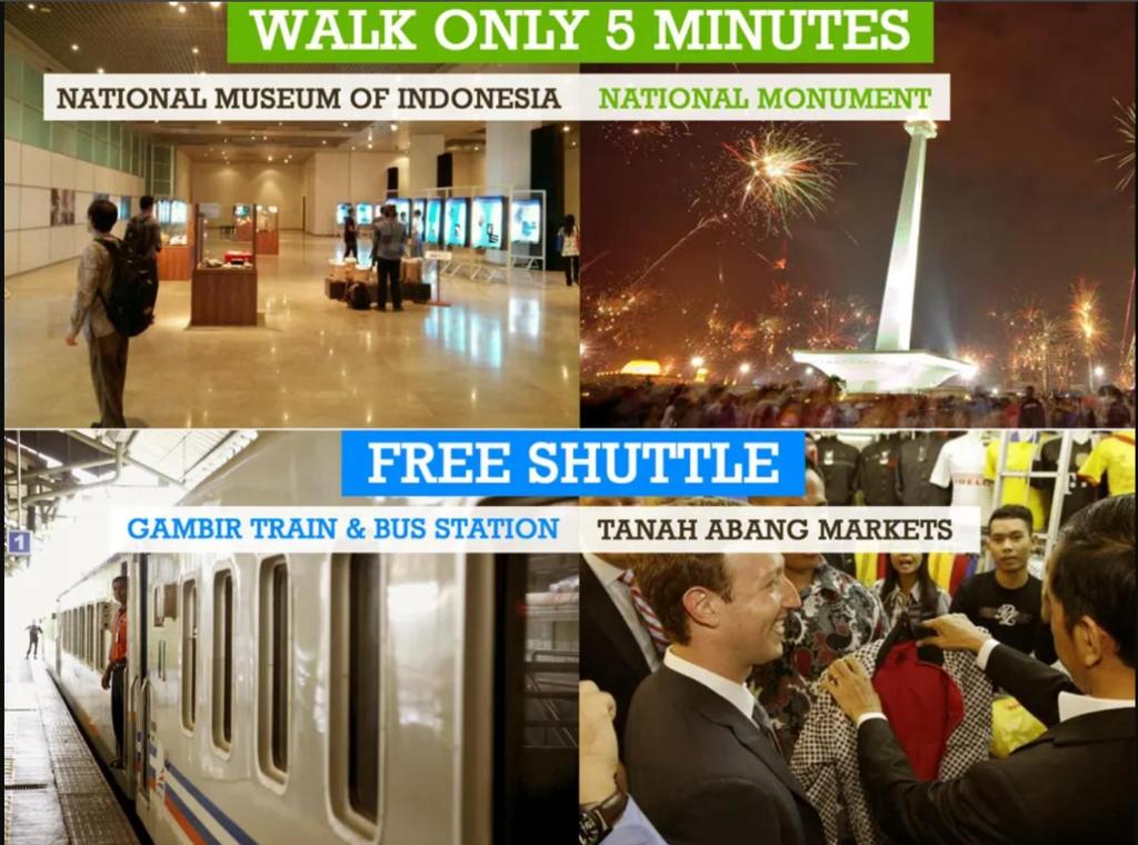 a collage of photos of a subway station with a train at Citi M Hotel Gambir in Jakarta