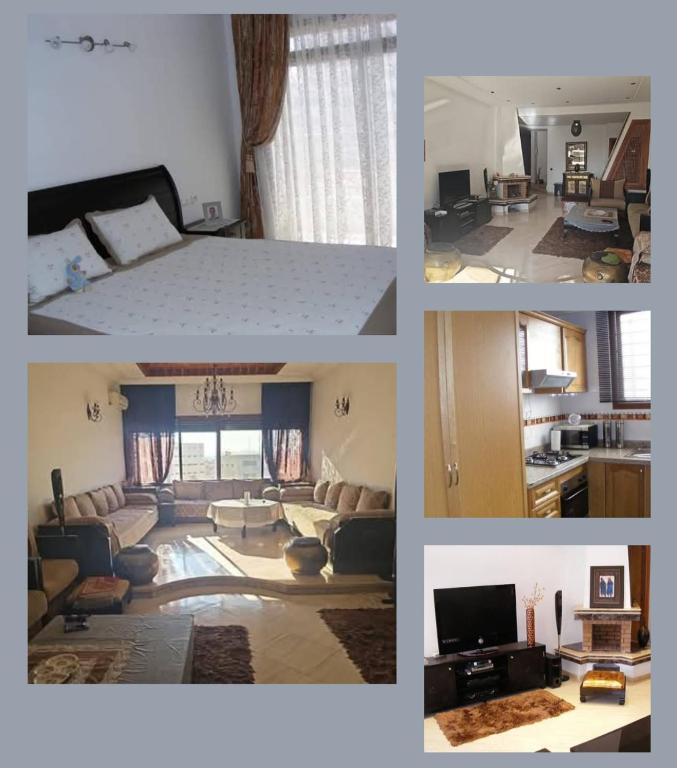 a collage of pictures of a living room and a living room at Beautiful Apartment Hamria in Meknès