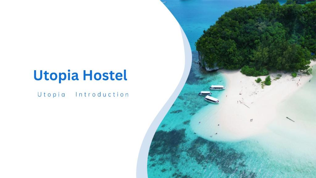 an aerial view of a tropical island in the ocean at Utopia Hostel in Ngermid