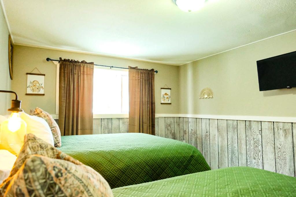 a bedroom with two beds and a flat screen tv at Fall Getaway in Bessemer
