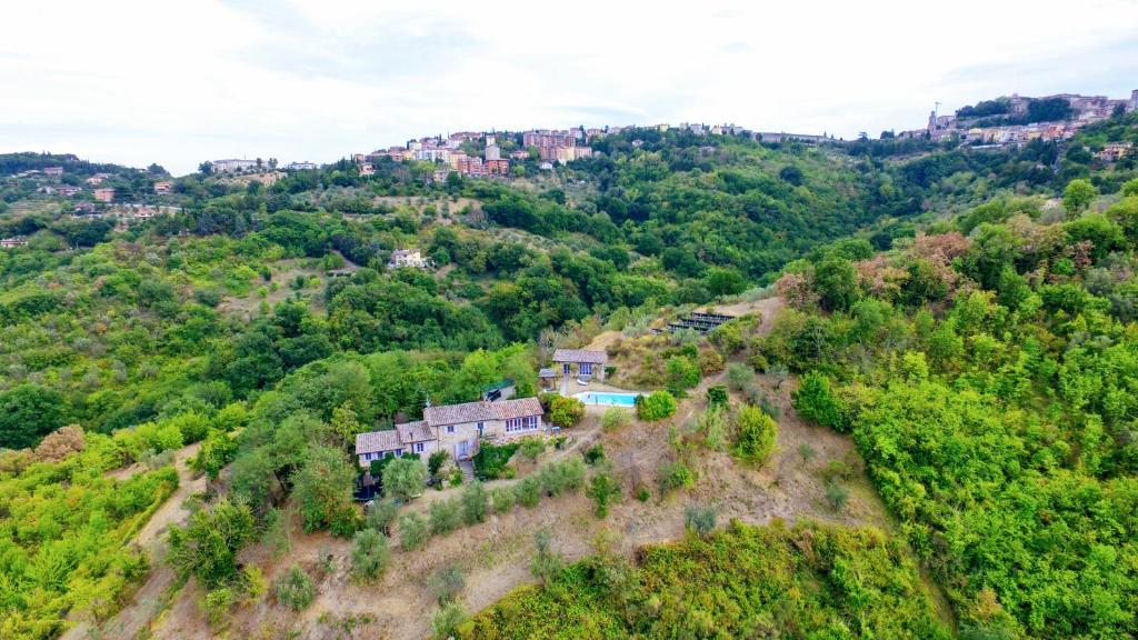 an aerial view of a house on a hill at Piccolo Mondo in Perugia
