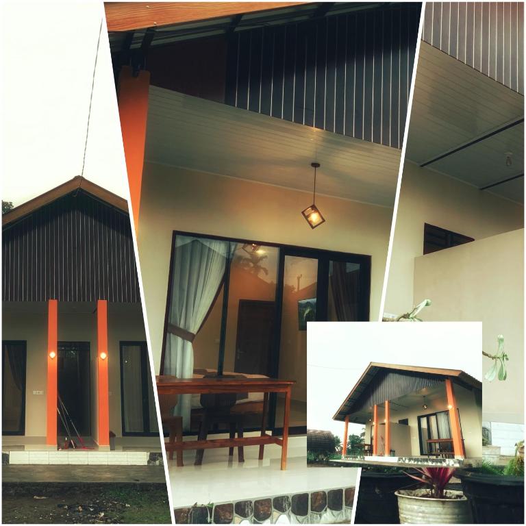 a house with a table in front of it at Green House Tetebatu in Tetebatu