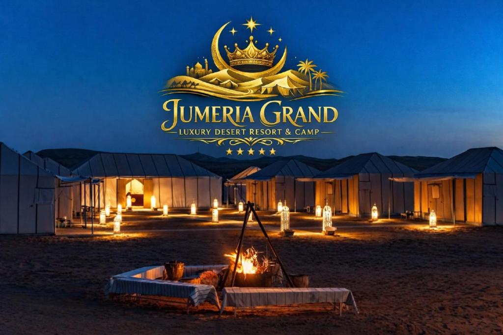 a luxury desert resort and camp in the desert at night at Jumeria Grand Luxury Desert Resort & Camp in Jaisalmer