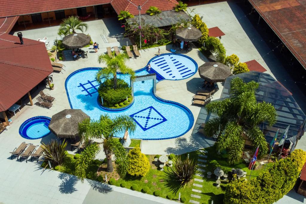 an aerial view of a resort with a swimming pool at Piazito Park Hotel in Fragosos