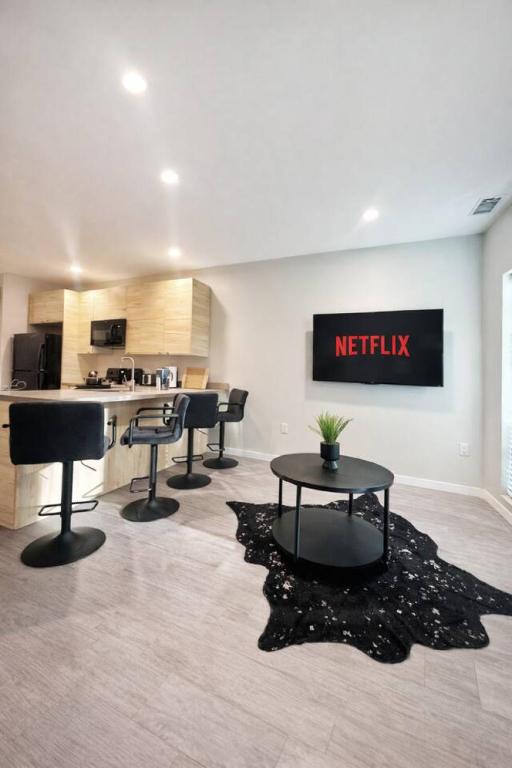 a meeting room with chairs and a table in a building at The Luxe Black Haven (340) in Des Moines