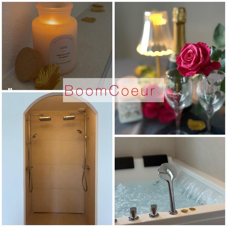 a collage of pictures of a sink with a bottle of soap at BoomCoeur in Niort