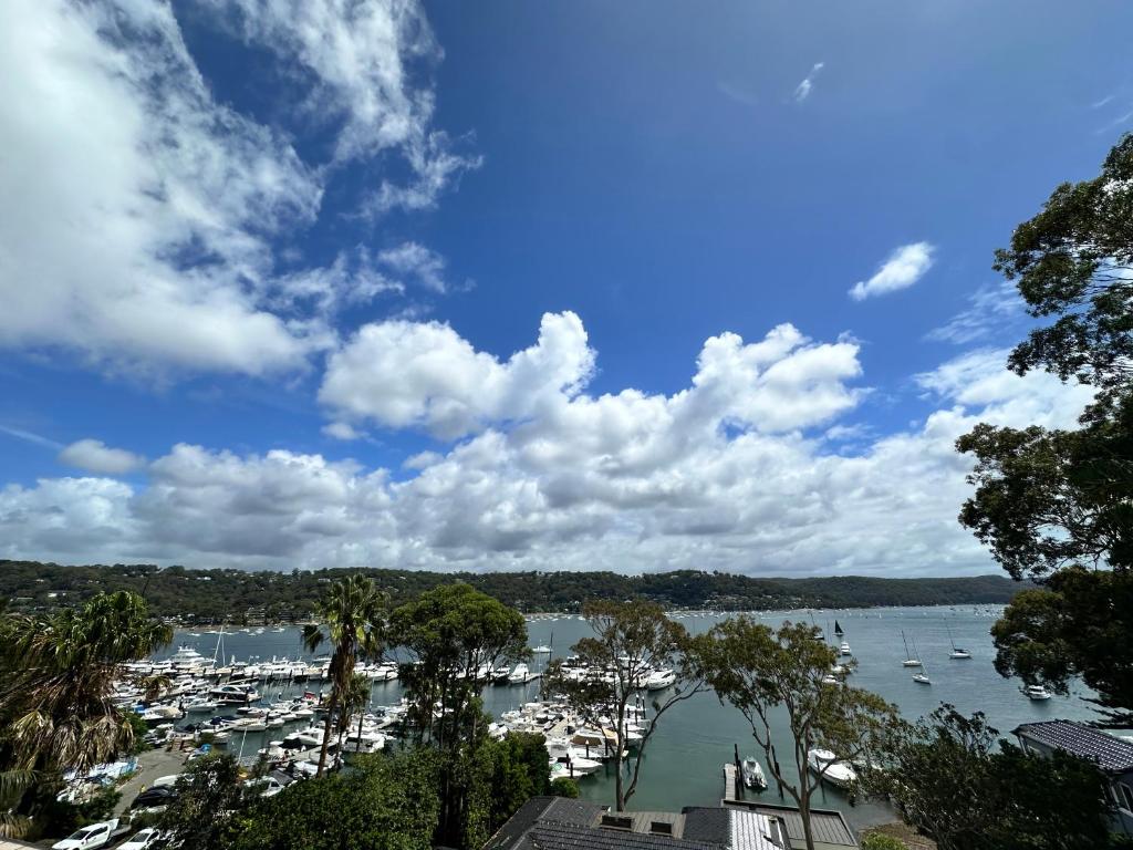 a view of a harbor with boats in the water at BlueWater Penthouse GuestSuite 3 in Newport