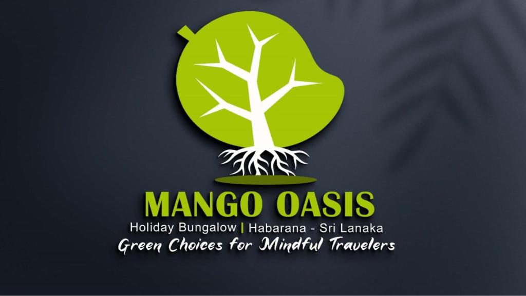 a tree in a green circle with the words mango oasis at Mango Oasis - Holiday Bangalow in Habarana