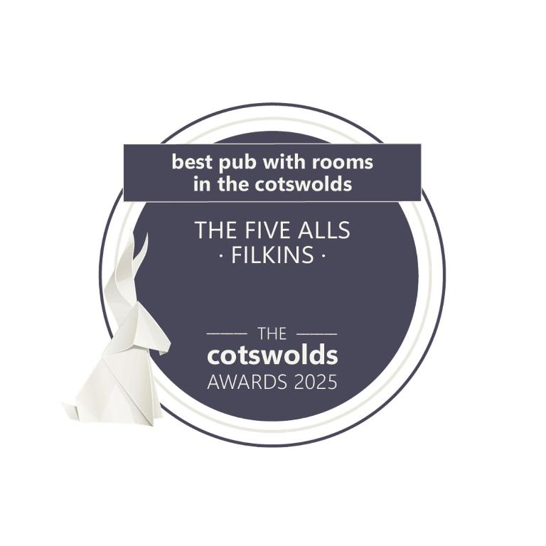a label with the names of the four rooms in the cotswolds at Five Alls in Lechlade