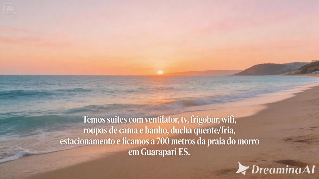 a picture of a beach with the sun setting at Pousada Paraiso - Número Prédio 124 in Guarapari