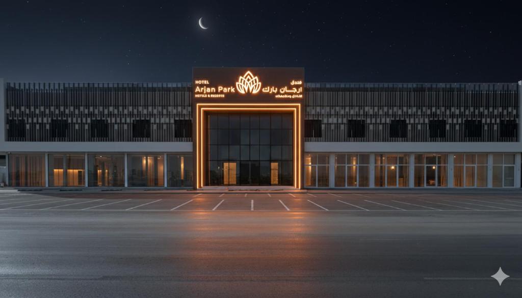 a large building with a sign on the front of it at فندق ارجان بارك طويق 2 in Riyadh
