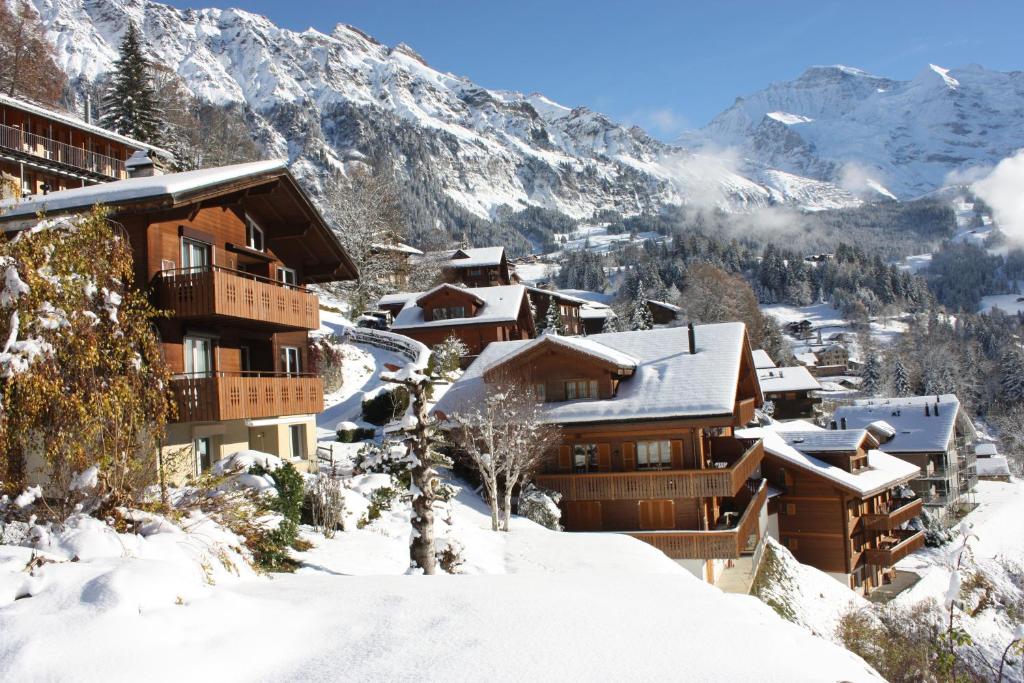 a ski lodge in the mountains in the snow at Chalet Gerbera in Wengen