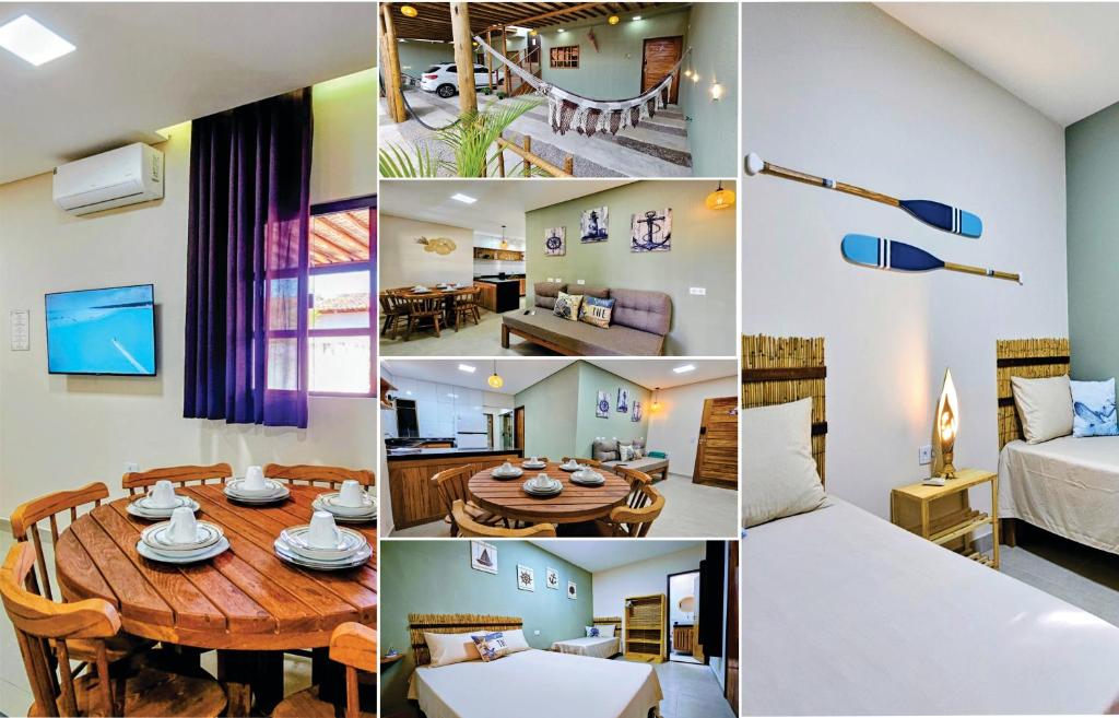 a collage of photos of a room at Casas Costa Dos Corais - 200m do mar, Climatizada, Confortável e Completa in Japaratinga