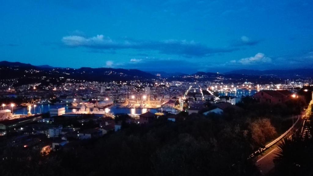 a view of a city at night at A cà da Susi in La Spezia