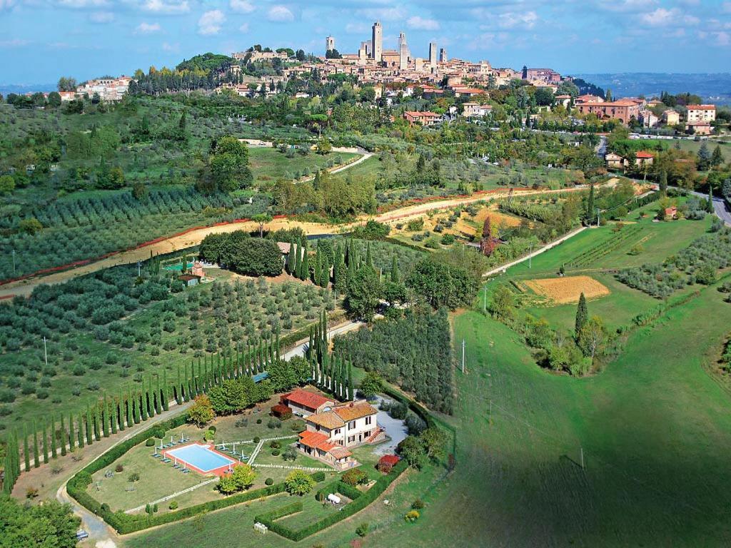 an aerial view of a house in a park at Podere Raggio Di Sole in San Gimignano