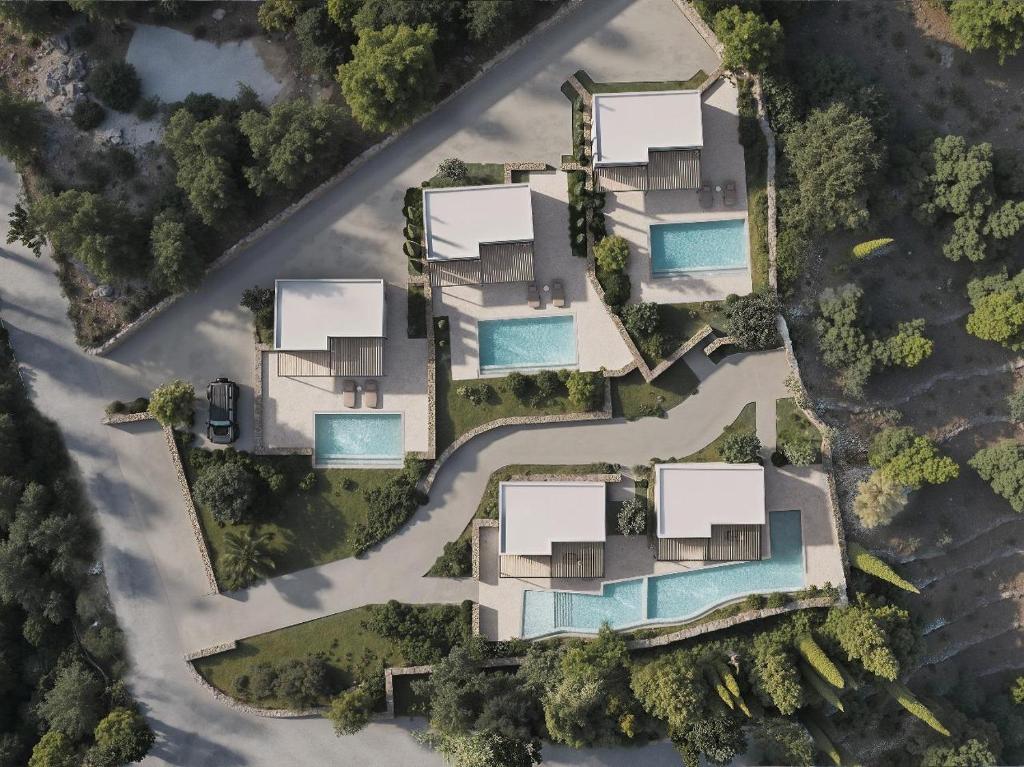 an aerial view of a house with a pool at Veragi Boutique Villas in Lefkada