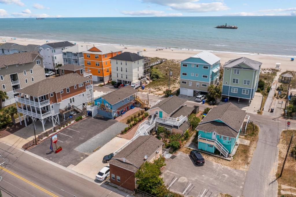 an aerial view of a town with the beach at Vitamin Sea Suites 3 in Carolina Beach