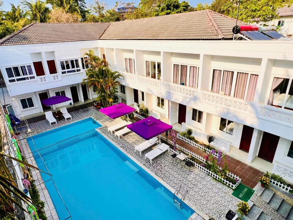 an aerial view of a hotel with a swimming pool at Laverder Resort in Phú Quốc