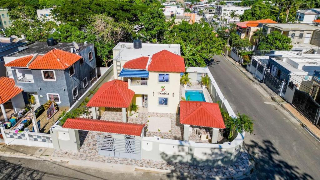 an aerial view of a house with orange roofs at Villa Lionisia in Puerto Plata