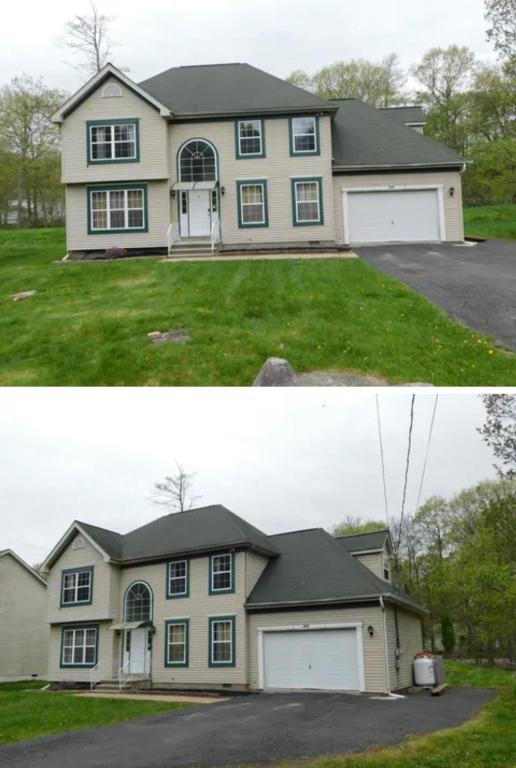 a before and after picture of a house at Beautiful Colonial in the Poconos in Tobyhanna