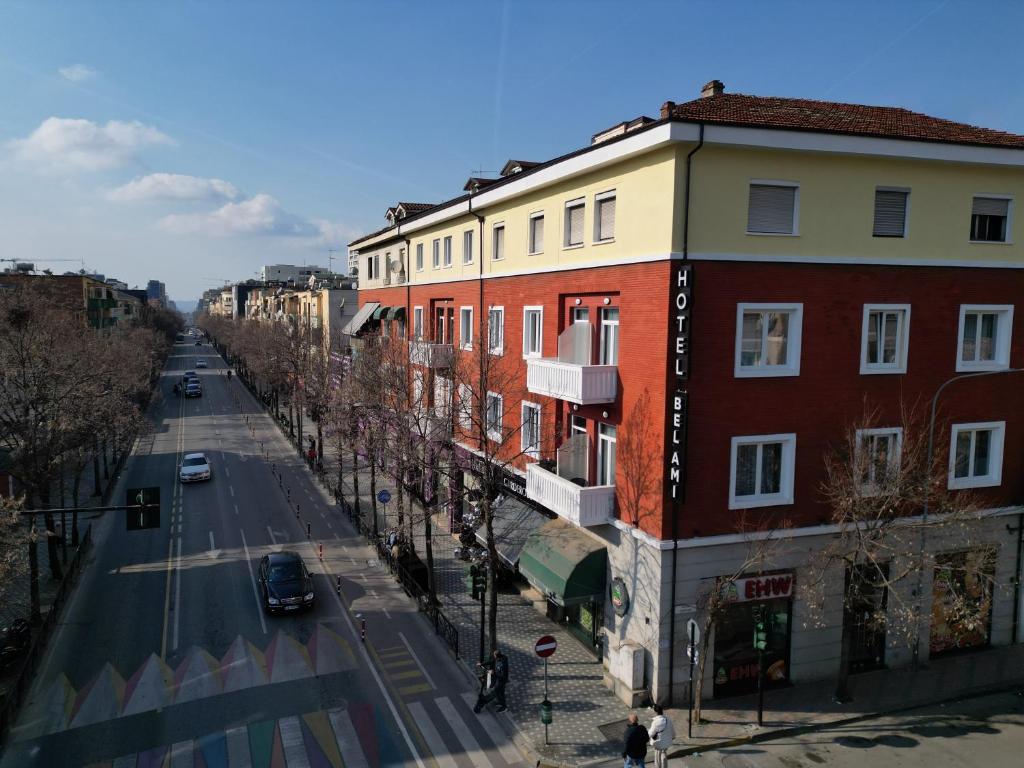 an overhead view of a street with buildings at Hotel Bel Ami Tirana in Tirana
