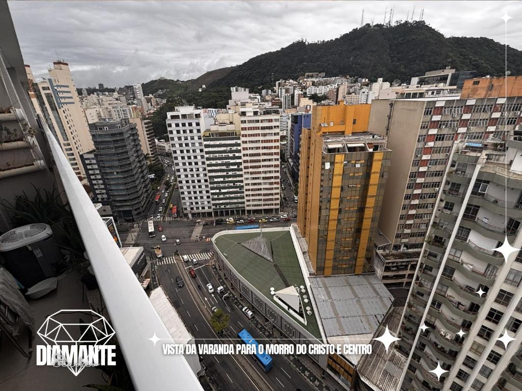 an aerial view of a city with buildings at Studio Diamante no CENTRO com piscina, academia e opção de vaga privativa in Juiz de Fora