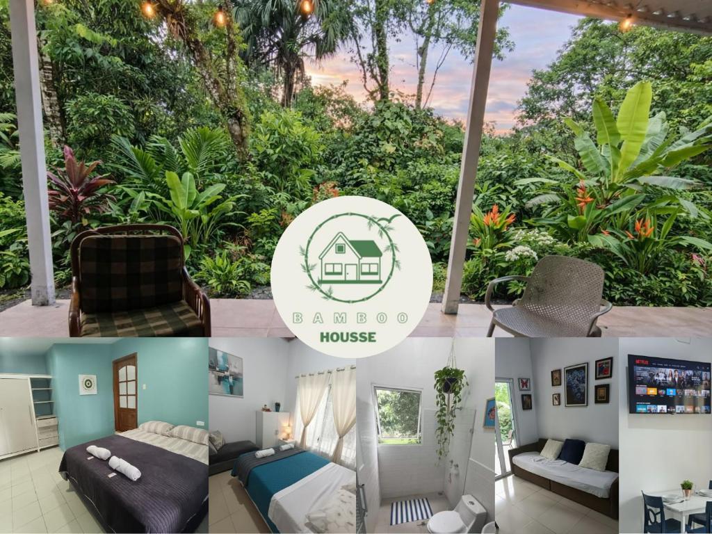 a collage of photos of a house at Mini Bamboo Nest con Desayuno in Puyo