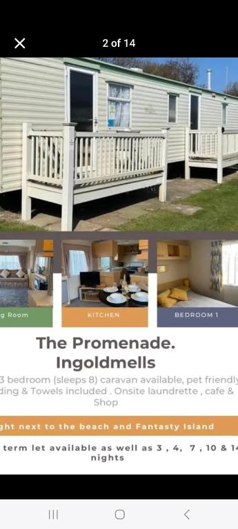 a collage of photos of a mobile home at Promenade Betty's in Ingoldmells