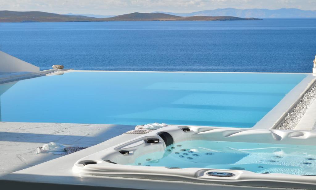 Mykonos Sea&Sunset view villa pool-hot tub by Calypso Sunset Villas