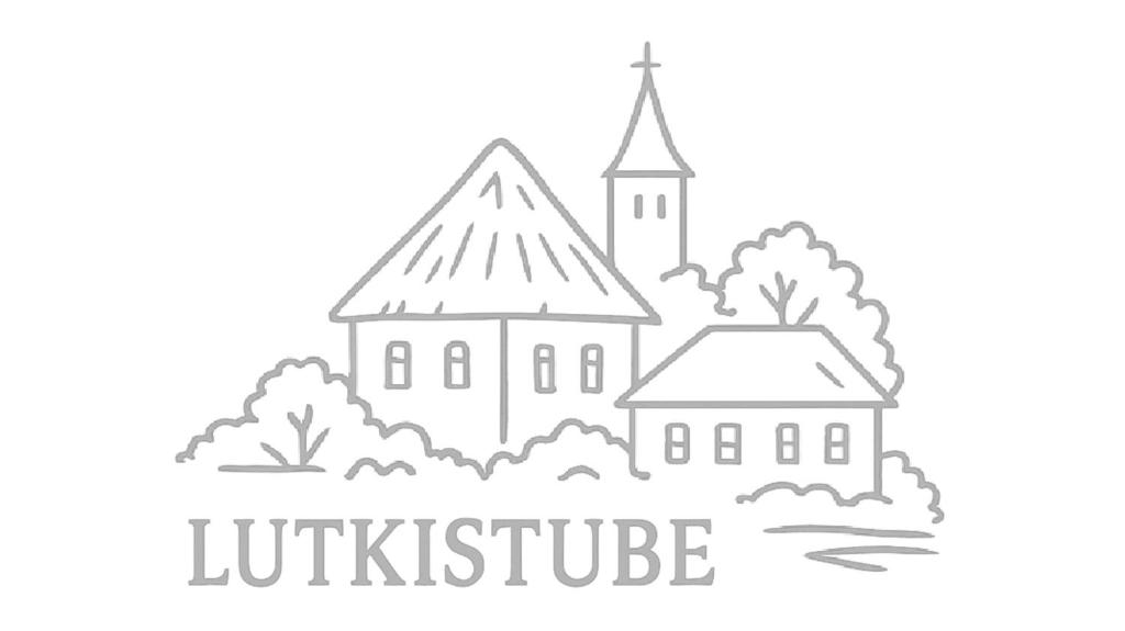 a sketch of a village with a church and trees at Lutkistube in Lübben in Lübben