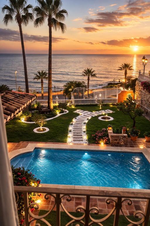 a view of the ocean from the balcony of a resort at Villa Alma Boutique Sea View and Pool adults only in Benalmádena