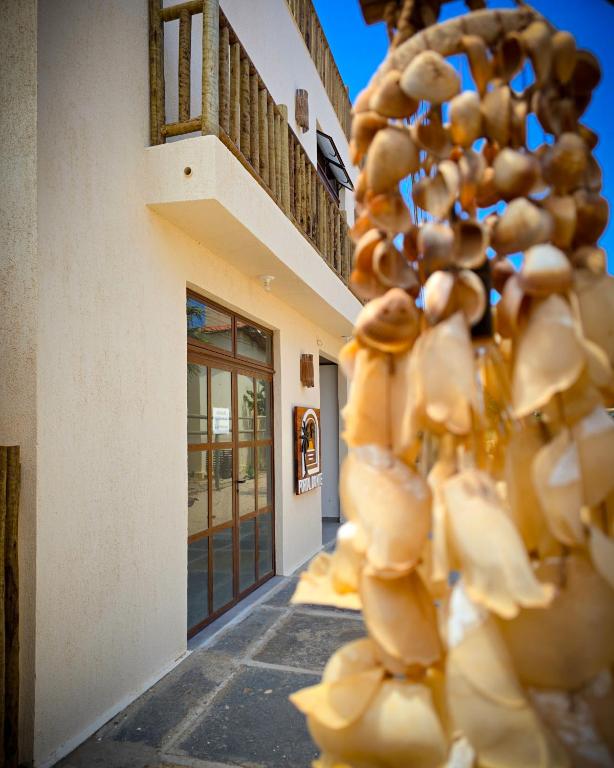 a wall of shells on the side of a building at Portal do Kite in Barra Grande
