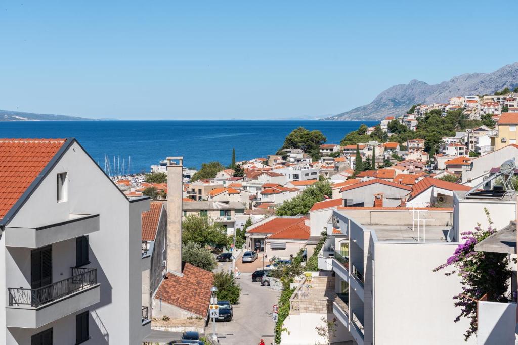 a view of a city from a building at Villa Juric 2 in Baška Voda