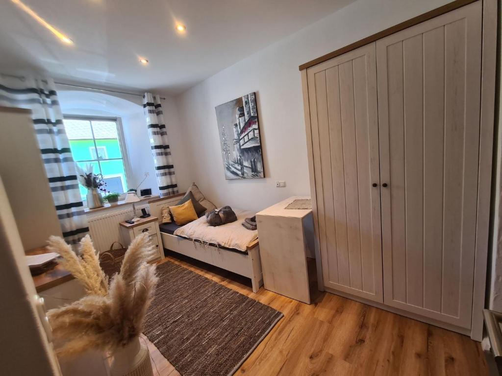 a bedroom with a bed and a large closet at Apartment Kraxler Single by Interhome in Weißenstadt
