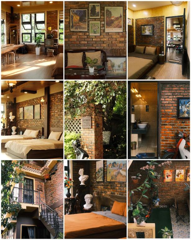 a collage of different pictures of a room at Yesterday Homestay Hue in Thôn An Hòa
