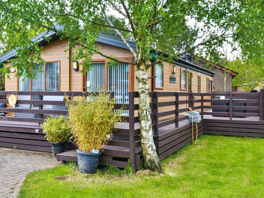a house with a tree and some plants in a yard at Bluebell Lodge - Ukc5526 in West Thirston