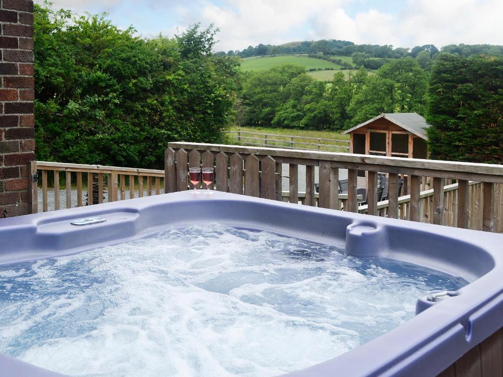 a jacuzzi tub on the back of a house at Bevan House in Llansaintfraed in Elvel