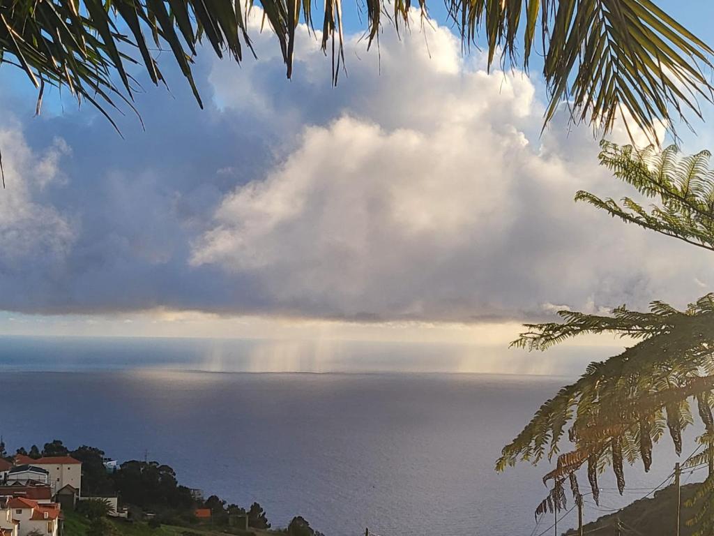 a view of the ocean with a rainbow in the sky at Boutique Chalet in Calheta in Arco da Calheta
