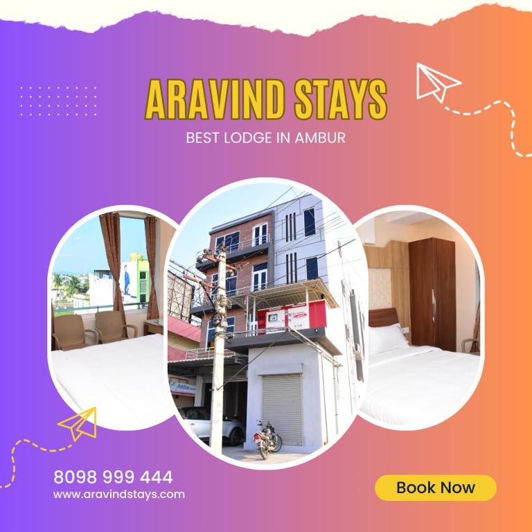 a poster for aarpint stays best lodge in annuity at Aravind Stays in Āmbūr