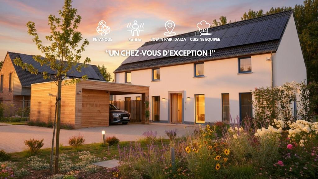 a rendering of a house with a car parked in the driveway at Villa Jeanne Dusschaut in Flobecq