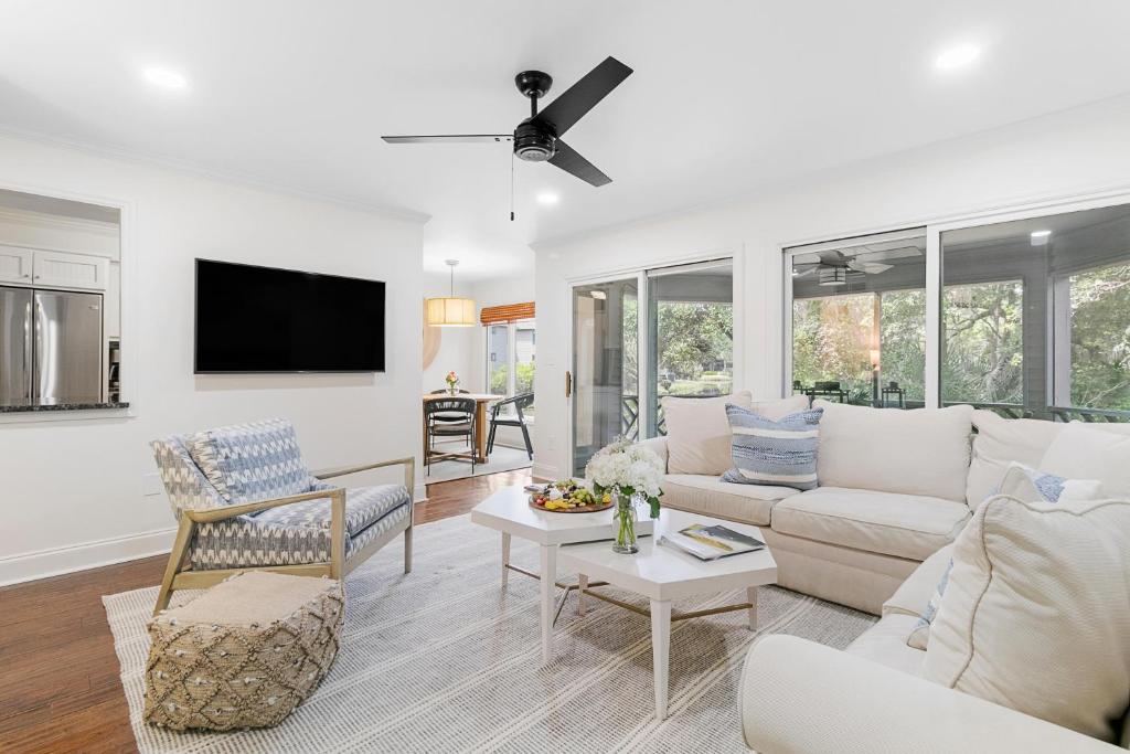 a living room with a couch and a table at 5537 Green Dolphin Way in Kiawah Island