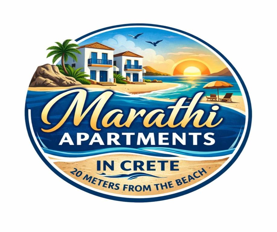 a sign for marriott apartmentments in cite meters from the beach at Marathi Apartments in Marathi